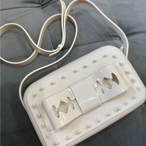 Undercover White Quilted Crossbody Bag with Metallic Accents